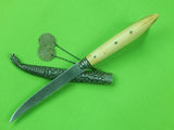 Vintage Greek Greece Small Hunting Fighting Knife w/ Silver Scabbard Coin
