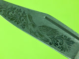 Vintage Herbertz Damascus Eagle Engraved Blade Lockback Folding Pocket Knife