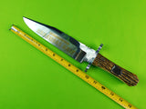 Vintage Italian Italy Arkansas Handcrafted Large Bowie Stag Hunting Knife