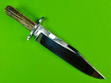 Vintage Italian Italy Arkansas Handcrafted Large Bowie Stag Hunting Knife