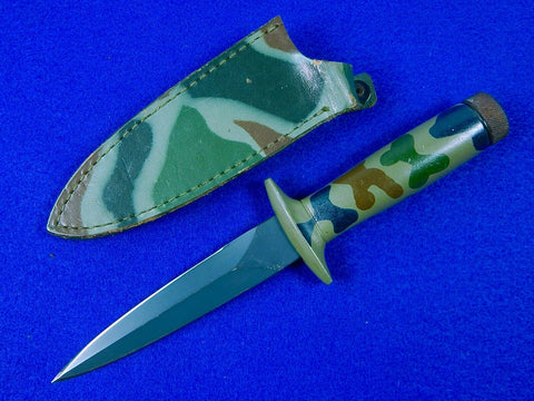 Vintage Japan Japanese C.I. Camo Fighting Boot Stiletto Knife Dagger w/ Sheath 