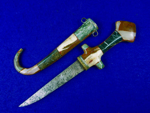 Vintage Antique Old Middle East Janbiya Jambia Dagger Knife Semi Precious Stones
