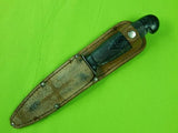 Vintage Old Customized Carved Handle Hunting Knife w/ Sheath