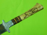 Vintage Old Customized Carved Handle Hunting Knife w/ Sheath