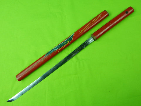 Vintage Old Japan Japanese Large Tanto Wakizashi Katana Fighting Knife Scabbard