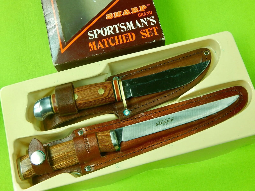 Vintage Sharp Brand Japan Made Sportsman's Matched 2 Knife Hunting