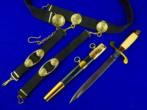 Vintage Soviet Russian USSR Navy Officer's Dagger Knife w/ Scabbard Belt Hangers