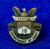 Vintage US Army Military Long Service 10 Years Pin Badge