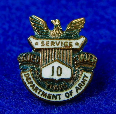 Vintage US Army Military Long Service 10 Years Pin Badge