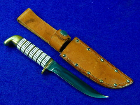 Vintage US Custom Made Handmade Hunting Knife & Sheath 