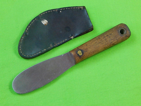 Vintage US OLSEN MI Unusual Skinner Hunting Knife & Sheath