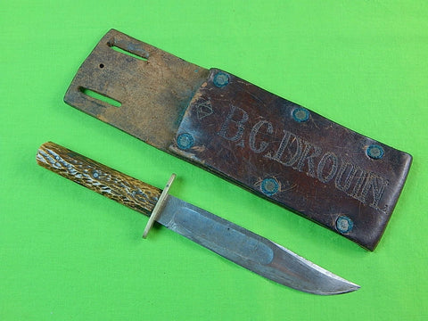 Vintage US Utica New York Czechoslovakia Czech Hunting Knife & Sheath