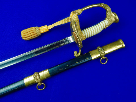 Vintage US WW2 Model 1852 Navy Officer's Sword w/ Scabbard & Knot
