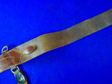 Vintage US WW2 Officer's Leather Belt Sword Hanger Loops Shoulder Strap MARKED