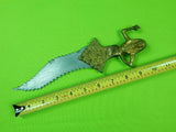 Vintage Unusual Curved Ceremonial Figural Handle Fighting Knife