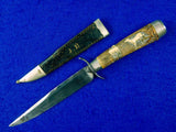 Vintage WW2 German Germany Carved Stag Handle Hunting Knife w/ Sheath