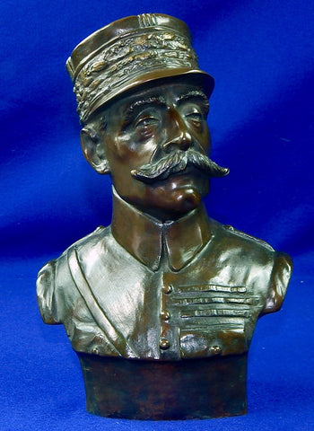 Antique WW1 French General F. Foch Bronze Bust Sculpture Art by E. Thomasson 