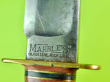 WW2 US Marbles Gladstone MI Large 7" Stag Butt Hunting Knife w/ Sheath