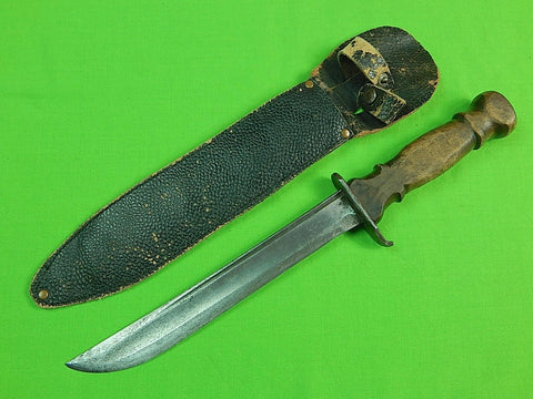 US WW2 WWII Custom Made San Antonio IRONWORK Sword Blade Fighting Knife & Sheath