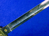 British English Antique WW1 Engraved Navy Naval Officer's Sword w/ Scabbard