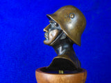 German Germany Antique Old WW1 Bronze Soldier Bust Figurine Sculpture Home Decor