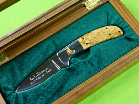 Custom Made L.L. Bean 2009 Collector's Gold Engraved Hunting Knife w/ Box
