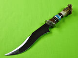 US Custom Made Handmade Large Hunting Fighting Stag Handle Silver Guard Knife