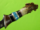 US Custom Made Handmade Large Hunting Fighting Stag Handle Silver Guard Knife
