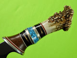 US Custom Made Handmade Large Hunting Fighting Stag Handle Silver Guard Knife