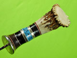 US Custom Made Handmade Large Hunting Fighting Stag Handle Silver Guard Knife