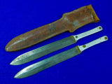 US WW2 Vintage Set of 2 Custom Hand Made Theater Throwing Fighting Knife Knives w/ Sheath