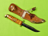 Vintage Finnish Finland Puukko Hunting Knife w/ Sheath Brown Handle