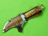 Vintage Finnish Finland Puukko Hunting Knife w/ Sheath Brown Handle
