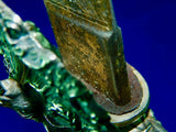 Antique Old German Germany Gold Engraved Dog Head Hunting Dagger Sword Swords Knives w/ Scabbard Knife