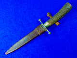 RARE German Germany Antique WWI WW1 Large Stag Handle Fighting Knife w/ Scabbard