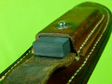 Vintage US Custom Handmade Randall Model 4 6 Hunting Knife & Brown Button Sheath & Stone