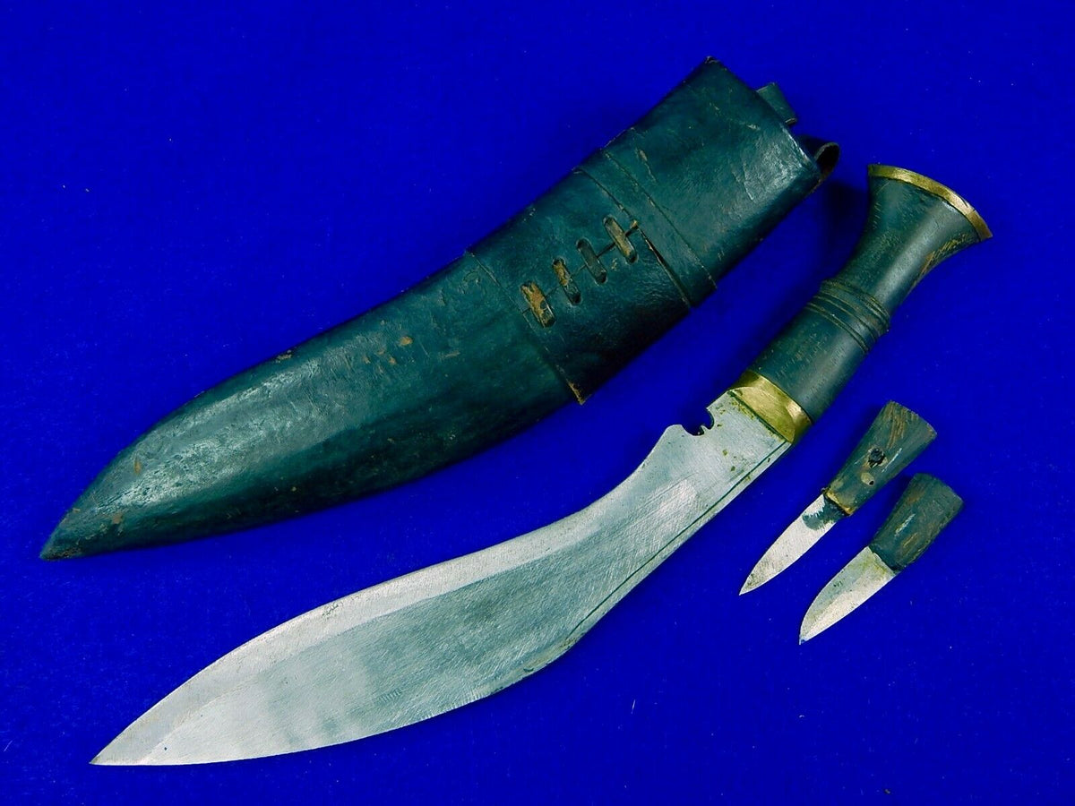 Vintage Old Indian India Gurkha Kukri Fighting Knife Knives w/ Scabbar ...