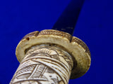 Antique Old Japanese Japan Tanto Carved Handle Fighting Knife w/ Scabbard
