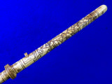 Antique Old Japanese Japan Tanto Carved Handle Fighting Knife w/ Scabbard