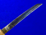 Antique Old Japanese Japan Tanto Carved Handle Fighting Knife w/ Scabbard