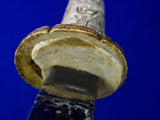 Antique Old Japanese Japan Tanto Carved Handle Fighting Knife w/ Scabbard