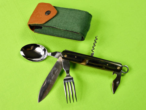 RARE Vintage French France Le PicNic Prince Camping Folding Combo Knife Set Fork