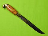 Vintage Finnish Finland Puukko Horse Head Large Knife w/ Sheath Light Brown