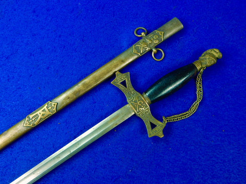 Antique US 19 Century Fraternal Masonic Knights of Pythias Sword Swords w/ Scabbard