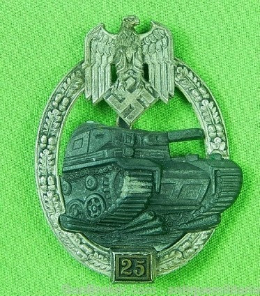German Germany WW2 25 Assault Tanker Badge Pin