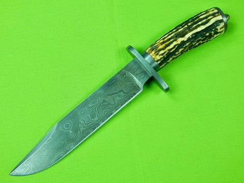 Custom Handmade Russell Easler Damascus Blade Large Bowie Fighting Knife Knives