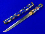Antique Old 19 Century Japanese Japan Enameled Tanto Wakizashi Fighting Knife