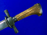 Antique German Germany WW1 Stag Hunting Dagger Knife Short Sword w/ Scabbard