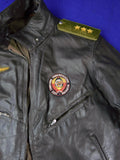 Vintage Soviet Russian Russia USSR Aviator Military Pilot Flight Leather Jacket Uniform