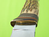 Antique Swedish Sweden Hellberg Eskilstuna Hunting Fighting Stag Handle Knife